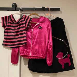 Grease Movie 3 Piece Costume with Poodle Skirt & Satin Pink Jacket